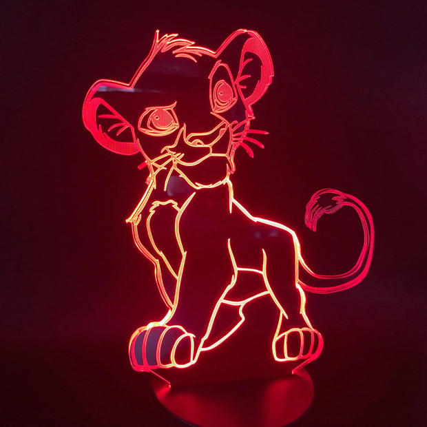 Colorful Touch Remote LED 3D Lion King Night Light